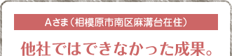 Aさま（相模原市南区麻溝台在住）
他社ではできなかった成果。